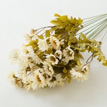 더플라워마켓 조화 선선한날 가을국화부쉬 2p, 크림