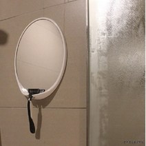 무타공 부착 거울 면도기 거치 가능 붙이는 김서림 방지 기능 안전 욕실 화장실 보조거울, 면도기거치형