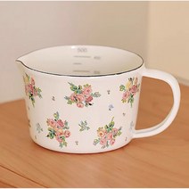 빈티지 플라워 레트로 사각 스퀘어 법랑 손잡이 냄비 라면 인덕션 그릇 용기, 500ml, 1개