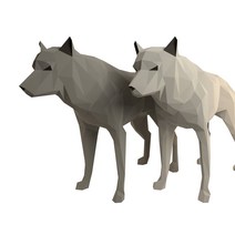 3D 종이 인형 만들기 페이퍼 크래프트 모형, 늑대 라이트 그레이