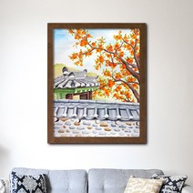 나봄갤러리 감나무와 기와집 2 감그림 감나무 액자 사업장추천그림, 4.내츄럴 브라운 액자