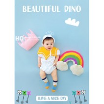 100일 아기 촬영 소품 세트 성장 사진 스튜디오 테마 컨셉 옷 배경 셀프 스냅, 무지개