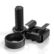 M6 x 16mm 랙 마운트 케이지 너트 서버 캐비닛용 나사 및 와셔 선반 라우터 50팩 정사각형 삽입 무료 자동 잠금 케이블 타이, Black
