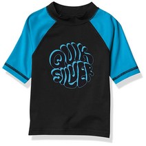 Quiksilver 남아용 Bubble Trouble 반소매 래쉬가드 서핑 셔츠 Bubble Trouble 반소매 남아용 반소매 래쉬가드 서핑 셔츠 Black Bubble Tr