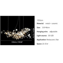 식탁등 2022 새로운 현대 디자인 샹들리에 도자기 잎 펜던트 조명 호텔 거실 240, 긴 150cm, 변하기 쉬운