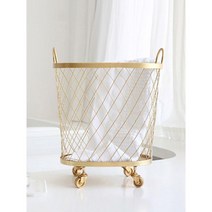 북유럽 철제 원형 빨래바구니 메쉬 손잡이 바스켓 생활바구니, 블랙