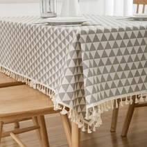 식탁보 직물면 린넨 체크 무늬 티 테이블 테이블 매트, 110 X160cm, 회색 삼각형 (술)
