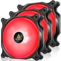 Antec 안텍 120mm 케이스 팬 RGB 팬 3팩 PC 4핀 RGB F12 시리즈 3팩, LED Red