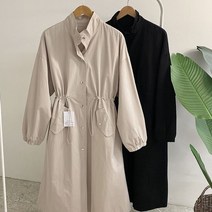 허니제이 / 애칸즈 하이넥 스트링 박시핏 롱 야상 점퍼(2color)