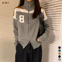 메이첼 여성용 비 로고 쓰리라인 집업 가디건 03785