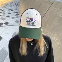 [언니온]국내생산 콜비 레터링 코튼 삼색 배색 볼캡 브라운 오렌지 그린 야구모자