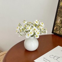 감성인테리어소품 기발한아이디어상품 예쁜인테리어가구 미니어처 셀프인테리어 소품샵 앤틱소품, 초승달 하얀 입마개 꽃병+리틀 데이지