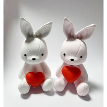 (10개 이상 구매 시 상품)하트 토끼 가정의 달 선물 답례품 단체선물 곰돌이 곰 석고방향제, 화이트, 교환, 샹스오땅드르