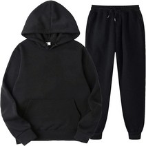HEHOAH Mens Hoodie Men'S 2 Piece Tracksuit Set Jogging Activewear With Long Sleeve Pullover Hood, 08 2-black