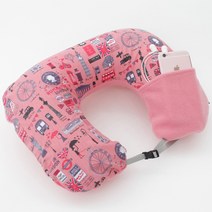 여행 캠핑 자동차 사무실 쇼파 컴퓨터 책상 로맨틱런던 듀얼 에어목베개 수면귀마개 세트, 핑크