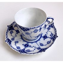 빈티지 덴마크 로얄코펜하겐 블루플루티드 풀레이스 컵앤소서 #1037