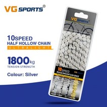 VG 스포츠 자전거 체인 10 속도 MTB 자전거 체인 하프 풀 중공 초경량 116L 티타늄 골드 실버 산악 도로 자전거 체인, 10s 하프 할로우 음