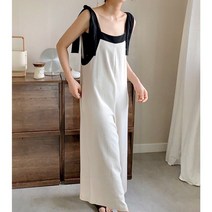 라라룰루 린넨배색오버롤팬츠 멜빵바지 여성점푸스트