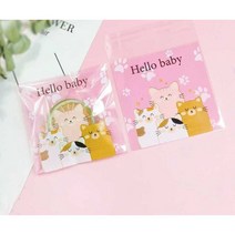 접착 베이킹 포장비닐 10x10cm 100개 10팩 쿠키 빵 선물 비닐포장지, 핑크 유니콘 100개 10팩