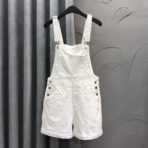 멜빵바지 어려보이는 데님 여학생 셀럽 바람 2022여름 루즈핏일자 롤업테두리 와이드반바지