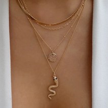 로즈 골드 목걸이 여자 여성 써지컬 디자인 클래식 동물 뱀 컬러 펜던트 조품 생일 보석 비쥬 축의금