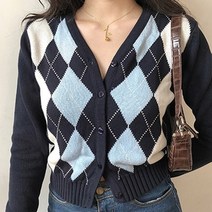 여자 롱 가디건 브랜드 가을 코디 빈티지 v 넥 격자 무늬 긴 소매 여성 스웨터 겨울