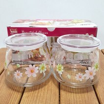 파카글라스 뉴 더글라스 플라워 투명 유리 용기 양념병 세트 캔디볼 조미료 사탕통, 양념병4P(2종)