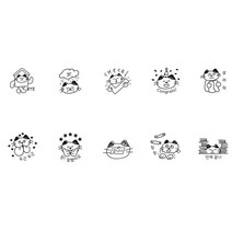 귀여운 고양이 캐릭터 도장 스탬프 사무용 스피링, 17 참 잘했어요