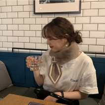 고리 쁘띠목도리 30대 털 짧은 목도리 숏머플러 브라운