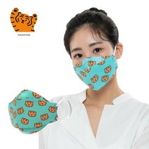 숨그림 무직타이거 입체형 민트 10매입 캐릭터 마스크, 민트 대형(성인용) 10매