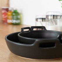 블랙 원형 핸들 샐러드볼 디저트 파스타 깔끔 원형 핸들 메인요리디피 스타게티 다용도, 대