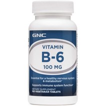 GNC 비타민 B6 100mg 베지테리안 타블렛, 100개입, 1개, 100정