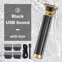 가정용 이발기 헤어 커팅 머신 t9 남성용 빈티지 헤어 트리머 이발사 전문 usb 전기, 블랙 USB 박스
