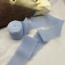 리본장식 리본끈 Cinta Gasa Deshilachada 녹색 쉬폰 실크 리본 꽃 부케, 26.121  5 Meters