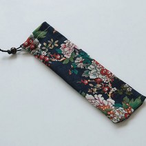 일본 스타일 칼 붙이 가방 재사용 가능한 여행 졸라 매는 끈 파우치 주방 식기 포크 숟가락 대나무 젓가락 청소 브러시, 25cm x6cm, 4