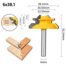 우드라우터 Yusun 1pc 45 ° 잠금 연귀 라우터 비트 나무 도구 용 목공 밀링 커터, 6x38.1x17.1