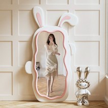 2023토끼 전신거울 대형 아이방 워터룸, 75x130cm, 화이트 핑크 토끼
