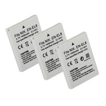 배터리 카메라용 밧데리 EN EL8 Nikon COOLPIX P1 P2 L1 L2 S1 S2 S3 S4 S5 S6 S7 S8 S9 1400mAh, 07 3 Battery