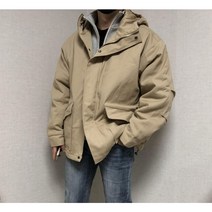 더반트 남여공용 핏보장 오버핏 스트링 후드 야상 패딩 점퍼