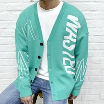 반즈 남자 전체 독특한 영문 레터링 루즈핏 가디건3color