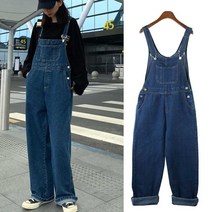귀여운 이쁜집 팬츠 멜빵 여행 통바지 패션 진청 여자연청바지코디 청바지 연청와이드 데님점프슈트 데님바