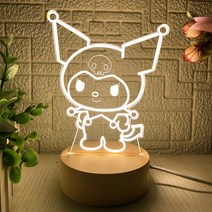산리오 캐릭터 쿠로미 아크릴 무드등 램프 네 조명 LED등 귀여운 아이방 원룸 인테리어소품, 웜화이트단일색상   선물세트 기프트백