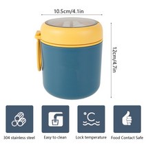 다이어트소식 미니밥그릇 접이식 스푼과 진공 절연 식품 항아리 스테인레스 스틸 휴대용 도시락, 530ml  blue+체코