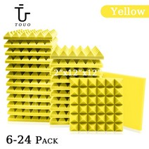 세라믹사이딩 메탈사이딩 TOUO어쿠스틱 폼 61224 Pcs 피라미드 방음 패널 홈 스튜디오 벽 어쿠스틱 처리 사운드 소재, 30.Yellow - High Density - 24