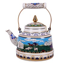 몽골 생활 몽골 식사 우유 주전자 대용량 민족 스타일 에나멜 특성 버터 손잡이 단일 냄비, 1.목초지, 4.4.2리터