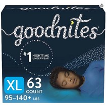 굿나잇 43kg이상 남아용 취침시간 트레이닝 입는펜티 언더웨어 1회용 63개입 XL 오픈박스 아무도 사용안한 새상품, 1500mg, 1개