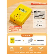 D110 라벨 프린터 가정용 스티커 라벨 부착기 가격 바코드 식품 유통 기한 휴대용 소형 열감 블루투스 휴대폰 투명 컬러 네임 스티커, AL.D110피카츄+3롤투명라벨