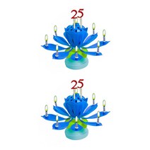 생일축하파티 멜로디 회전 케이크 생일초 연꽃초 2P, 블루 2개