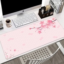 대형 예쁜 마우스 패드 체리 마우스 패드 컴퓨팅 마우스 매트 블랙 스티칭 데스크 매트 pc 키보드 매트 테이블 카펫 400x900mm, wa00155 sakura (1), 400x700x2mm