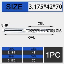 UCHEER-목재 가공용 3175mm 싱글 플루트 엔드 밀링 1 개 CNC 커터 MDF 합판용 카바이드 공구, 23 3175D3175d42l